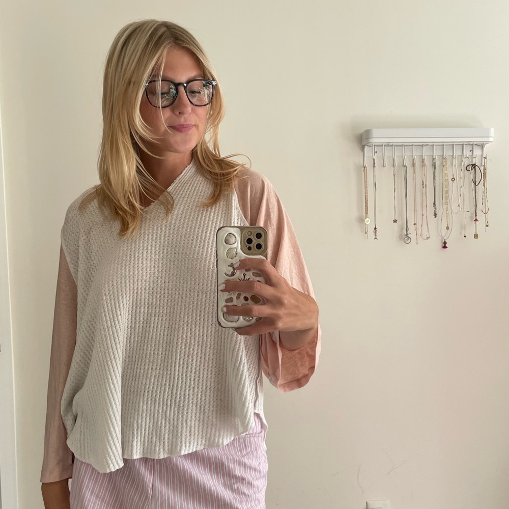 Free People Pink and White Long Sleeve